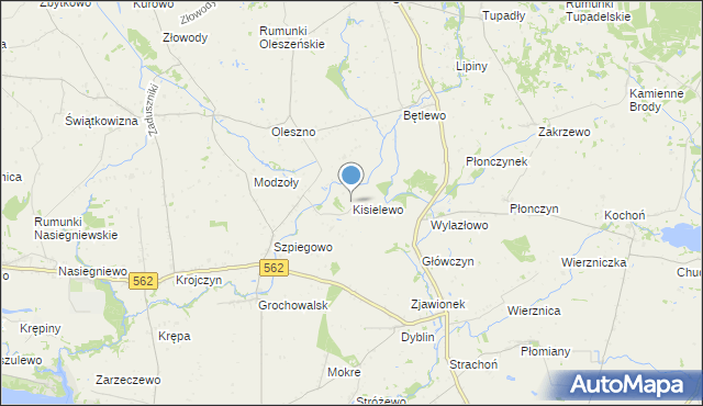 mapa Kisielewo, Kisielewo gmina Dobrzyń nad Wisłą na mapie Targeo
